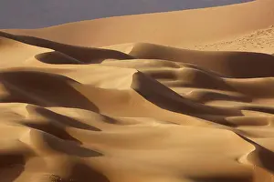 Contrast Prints: China, Inner Mongolia, Badain Jaran Desert. Abstract of desert shapes and contrasts
