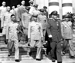 Revolutionary Prints: China Kai-Shek And Aides - This recent picture of Generalissom Chiang Kai-Shek (foreground)