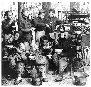Diet Prints: China: Natives At Breakfast, Movable Chow Shop, Canton, Keystone, 1919