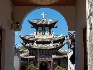 Chinese Prints: Chinese-style Christian Church, Catholic Church Diocese of Dali, Yunnan, China, Asia