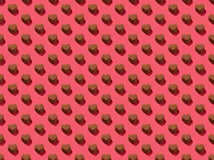 Pink Prints: chocolate heart candy on a pink background pattern