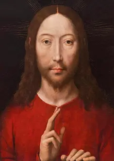 Boston Prints: Christ Blessing, Hans Memling, 1481, Museum of Fine Arts, Boston, Mass, USA, North America