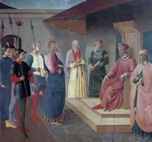 Florence Prints: Christ Before Caiaphas 1436-1445 Fra Angelico (1395-1455/Italian) Fresco Museo Di San Marco