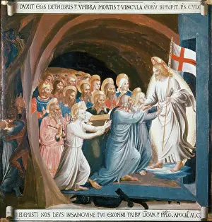 Script Prints: Christ in Limbo 1438-1445 Fra Angelico (ca.1395-1455 Italian) Muse Di San Marco, Florence