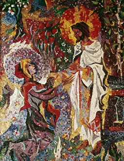 Full Length Prints: Christ and Mary Magdalene, Artist Unknown, Mosaic