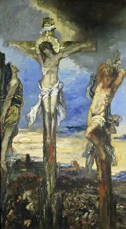 Gustave Prints: Christ and the Two Thieves Gustave Moreau (1826-1898 French) Moreau Museum, Paris, France