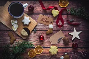 Occasion Prints: Christmas arrangement of biscuits, coffee and decorations