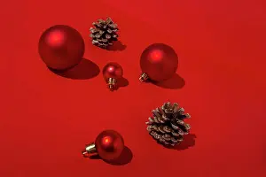 Minimal Prints: Christmas background with hard lighting on red background