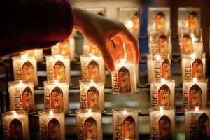 Lyon Prints: Christmas candles, Lyon, Rhone, France, Europe
