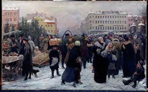 New Year Prints: Christmas Market by Maniser, Genrich Matveyevich (1847-1925)/ Regional M
