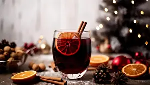 Beverage Prints: Christmas mulled wine delicious holiday like parties with orange cinnamon star anise spices