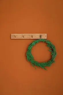Skate Prints: Christmas tree wreath on orange brown wall