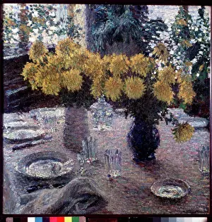 Crockery Prints: Chrysanthemums by Grabar, Igor Emmanuilovich (1871-1960) / State Tretyakov Gallery