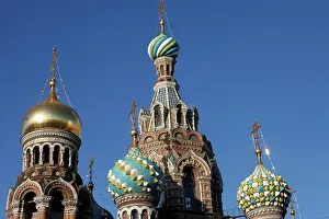 Church of the Saviour on Spilled Blood or Church of Resurrection. Onion Domes