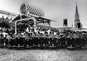 Russia Prints: Church service to Celebrate the 100th Annyversary of the War in 1812 at the Red Square by Photo studio K