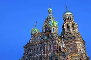Russian Federation Prints: The Church on Spilled Blood illuminated at dusk