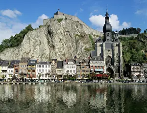 Belgium Prints: Citadel and Collegiate Church on River Meuse, Dinant, Wallonia, Belgium, Europe