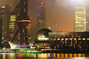 National Landmark Prints: City lit up at night, Oriental Pearl Tower