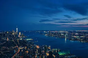 Coastal And Oceanic Landforms Prints: city skyline at night beautiful view New York new jersey sky horizon s