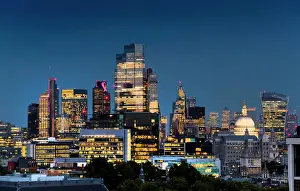 Capital Cities Prints: City skyline from Post Building night, London, England, United Kingdom, Europe
