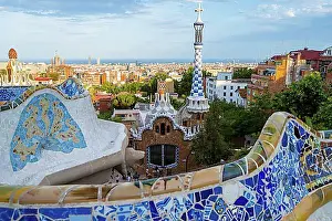Multicoloured Prints: City view of Barcelona, Colourful mosaic