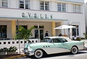Florida Prints: Classic Buick 1955 Special Convertible automobile at Avalon Hotel in Ocean Drive