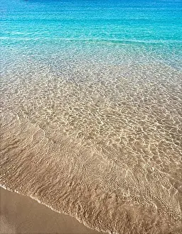Shores Prints: Clear beach water sand in Costa Blanca of Alicante at Spain Mediterranean