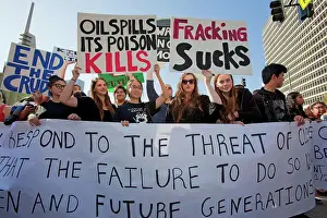 Activist Prints: A climate change rally was held in Los Angeles on February 17