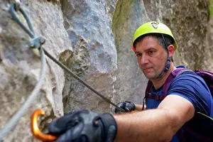 Tenacity Prints: Climbing ferrata route, named as Estrechos de La Hoz, in Teruel, Aragon in Spain