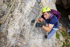 Tenacity Prints: Climbing ferrata route, named as Estrechos de La Hoz, in Teruel, Aragon in Spain