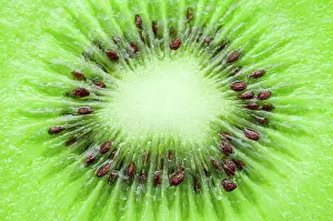 Ingredient Prints: close up kiwi. Close up center kiwi textured as background