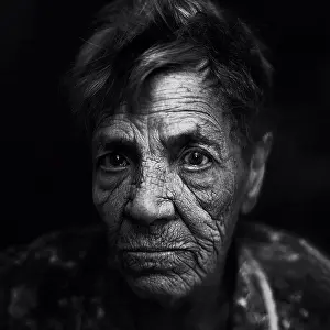 Elderly Prints: Close up of Senior Caucasian woman's face