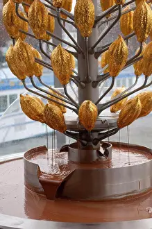 Germany Prints: Close-up of the chocolate fountain at the Imhoff-Schokoladenmuseum (Imhoff chocolate museum)