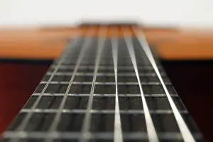 Close-up on a classical guitar