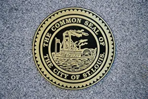 Louis Prints: Close-up of the common seal of the city of St. Louis, Missouri, USA