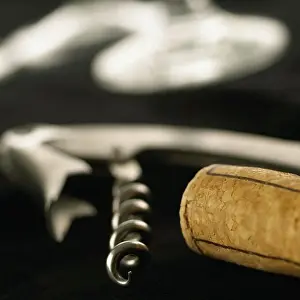 Cork Prints: Close-up of a cork with a corkscrew