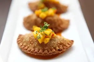 Mango Prints: Close-up of Cuban empanadas served in a plate