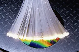 Communications Prints: Close-up of fiber optics on a CD
