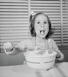 4 5 Years Prints: Close-up of a girl eating with a large spoon