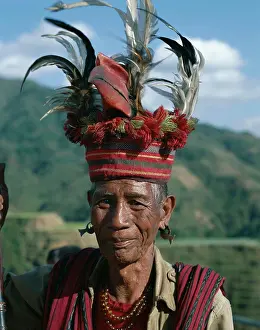 Wrinkled Prints: Close-up of a Ifugao tribesman in a native dress, Banaue, Quezon, Philippines