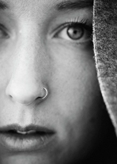 Nose Ring Prints: Close-up portrait of young woman