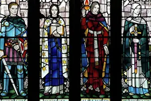 Human Representation Prints: Close-up of stained glass in a church, Queen's University, Belfast, Northern Ireland
