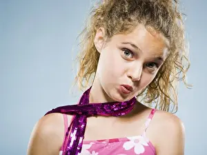 Text Space Prints: Closeup of girl with lipstick puckering lips