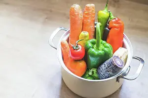 Assorted Prints: Closeup of healthy vegetables in the kitchen, topview