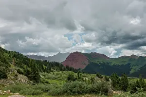 Green Color Prints: Cloudy landscape with clouds. Aspen, Colorado, USA