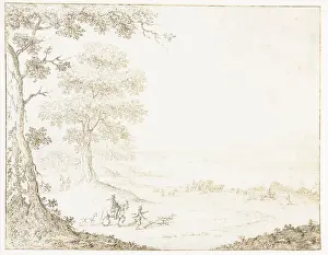 Draughtsman Prints: Coach and riders in a landscape by a wide water