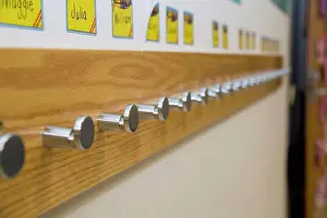 Beginnings Prints: Coat rack in a primary school