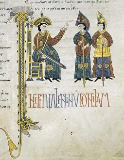 Middle Ages Prints: Codex Aemilianensis. 992-994. Council of Hispanic bishops during the Visigothic domination