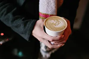 Beverage Prints: Coffee for you with love someone holding a hot drink on New Year 39s Eve