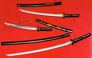 Japanese Prints: Collection of 14th Century Japanese Katana, Wakizashi, Tanto, and Samurai swords
